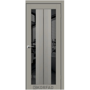 Двері міжкімнатні KORFAD AL-01 сірий Super PET чорне скло